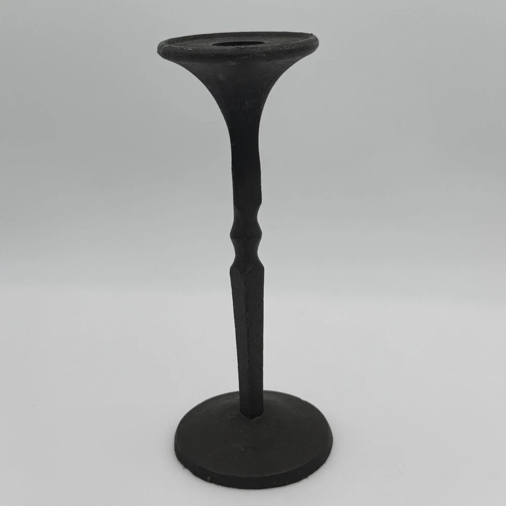 Vintage Mid Century Modern Cast Iron Candlestick Minimalist Brutalist Art‎ Decor